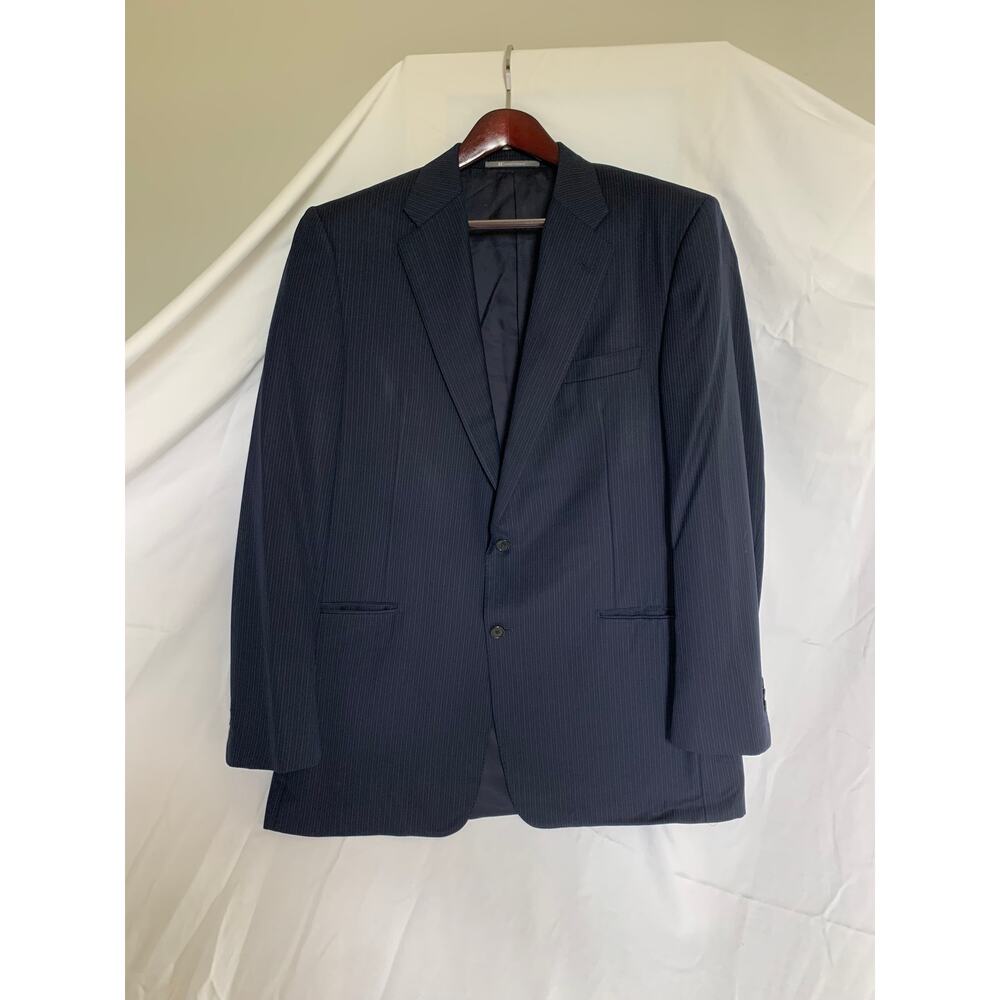 Hickey Freeman x Loro Piana 100% Worsted Wool Navy Pinstripe 2-Piece Suit 44L